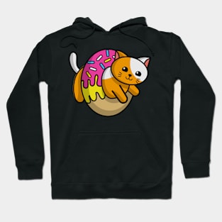 Cat Doughnut Ring Orange Hoodie